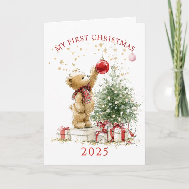 Teddy Bear Baby's First Christmas  Card Karte (Vorderseite)