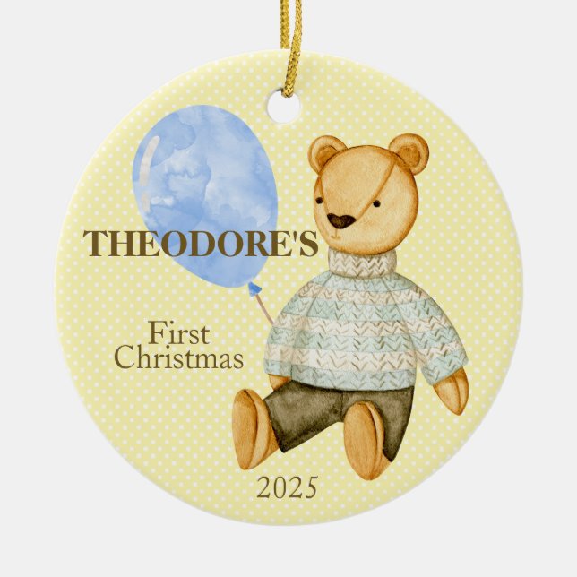Teddy Bear Baby's First Keramik Ornament (Vorne)