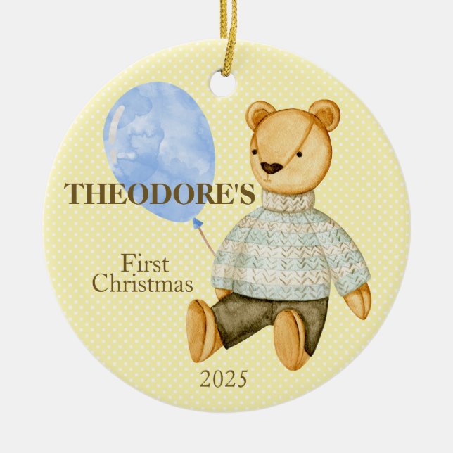 Teddy Bear Baby's First Keramik Ornament (Vorne)