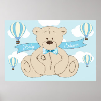 Teddy Bear Backdrop, It's a Boy, Baby shower Poster