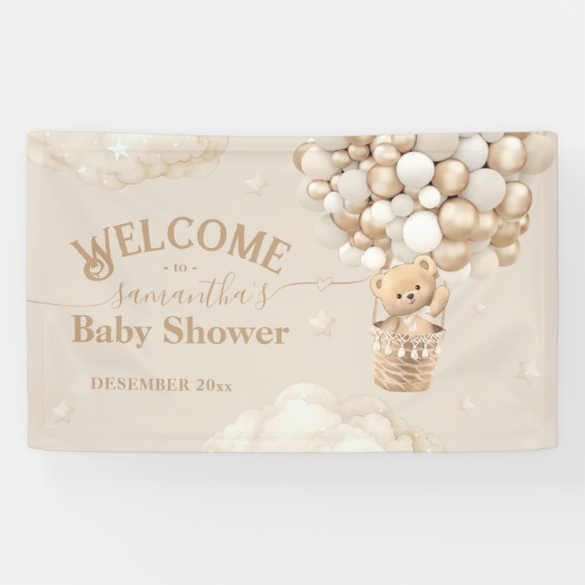 Teddy Bear Ballon Bearly Wait Baby Dusche Begrüßun Banner (Horizontal)