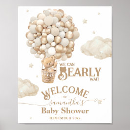 Teddy Bear Ballon Bearly Wait Baby Dusche Begrüßun Poster