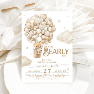 Teddy Bear Ballon Bearly Wait neutrale Baby Dusche Einladung