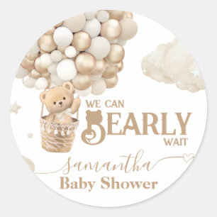 Teddy Bear Ballon Bearly Wait neutrale Baby Dusche Runder Aufkleber