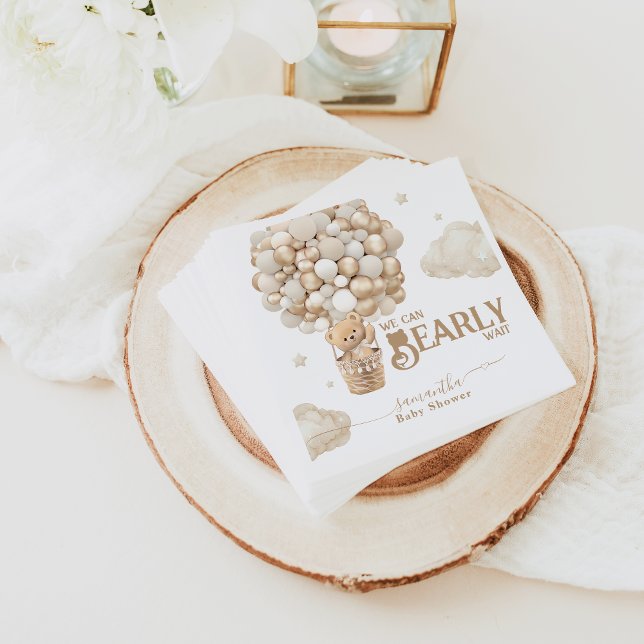 Teddy Bear Ballon Bearly Wait neutrale Baby Dusche Serviette (Von Creator hochgeladen)