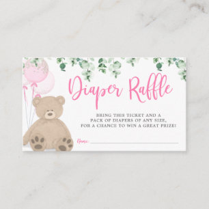 Teddy Bear Ballon Eukalyptus Diaper Raffle Girl Begleitkarte