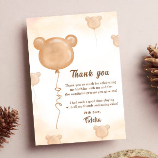 Teddy Bear Ballon Geburtstag Danke Karte