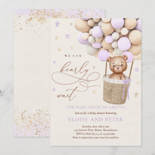 Teddy Bear Ballon Lila Bearly Wait Baby Dusche Einladung