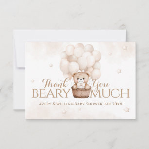 Teddy Bear Ballon Neutral Baby Dusche Dankeskarte