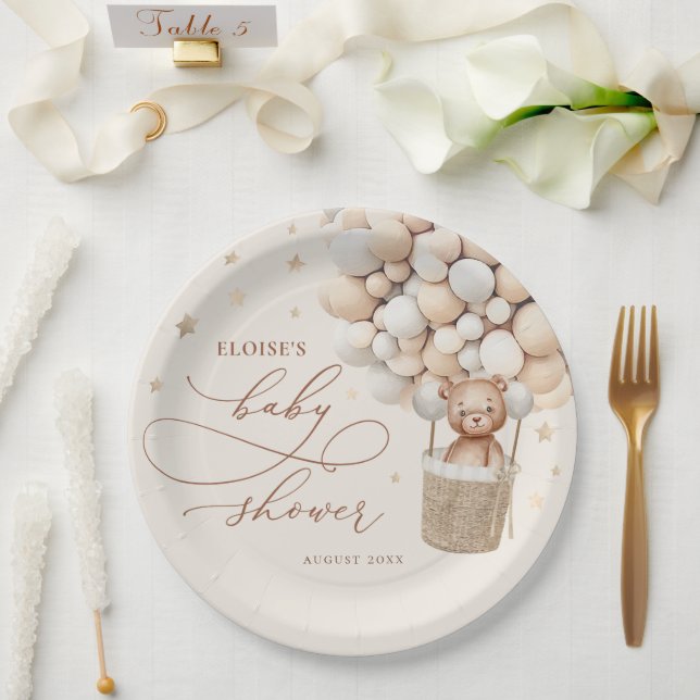 Teddy Bear Ballon Neutral Bearly Wait Baby Shooter Pappteller (Hochzeit)