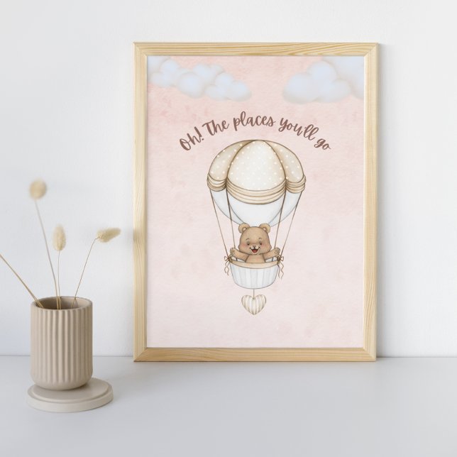 Teddy Bear Ballon Niedlich Pink Kinderzimmer Art P Poster (Von Creator hochgeladen)