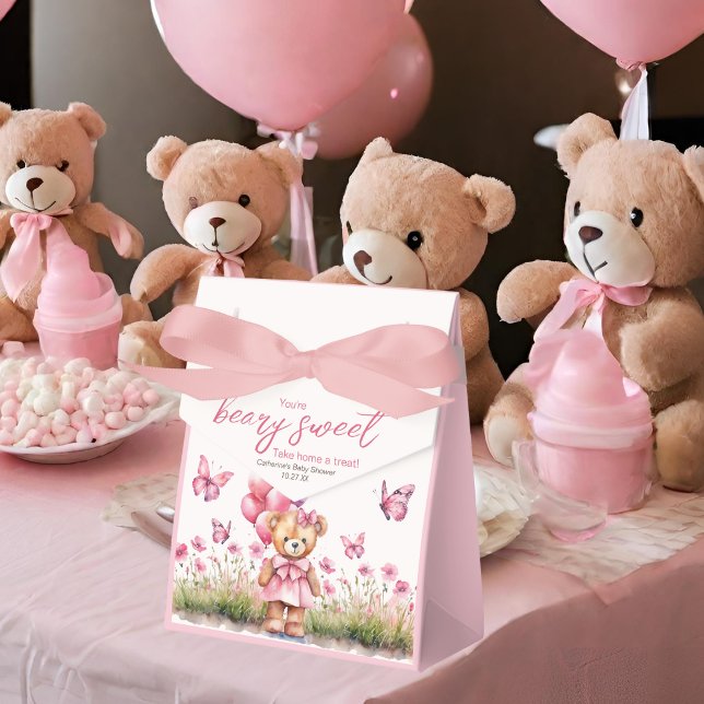 Teddy Bear Ballon Pink Butterfly Girl Babydusche Geschenkschachtel (Von Creator hochgeladen)