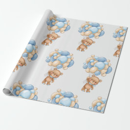 Teddy Bear Ballon Wrapping Paper Geschenkpapier