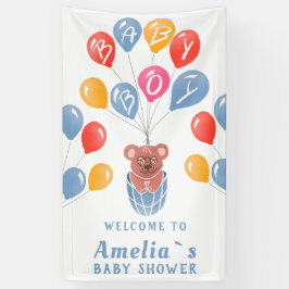 Teddy Bear Balloon Baby Boy Baby Dusche Hintergrun Banner