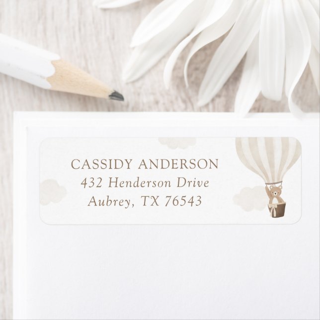 Teddy Bear Balloon Baby Dusche Rücksendeadresse (Insitu)