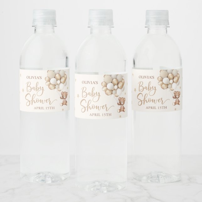 Teddy Bear Balloon Baby Dusche Wasser Flasche Etik (Flaschen)