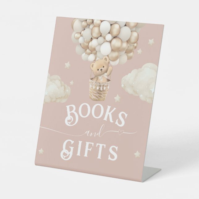 Teddy Bear Balloon Baby Showbook Sockelschild (Vorderseite)