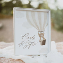 Teddy Bear Balloon Baby Shower Cards and Gifts
