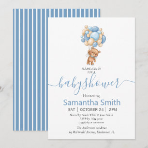 Teddy Bear Balloon Baby Shower Einladung