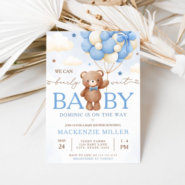 Teddy Bear Balloon Baby Shower Einladung (Von Creator hochgeladen)