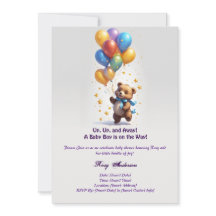 Teddy Bear Balloon Baby Shower Einladung für Baby