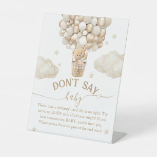 Teddy Bear Balloon Baby Shower sagt nicht, Baby Sockelschild