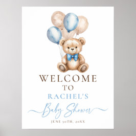 Teddy Bear Balloon Babydusche Begrüßungszeichen Poster