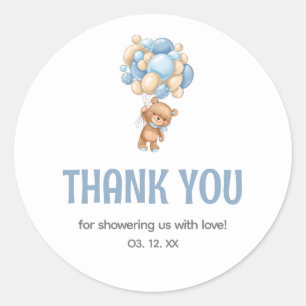Teddy Bear Balloon Babydusche Danke Runder Aufkleber