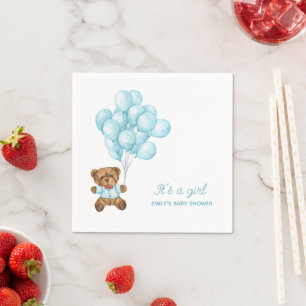 Teddy Bear Balloon Babydusche Serviette