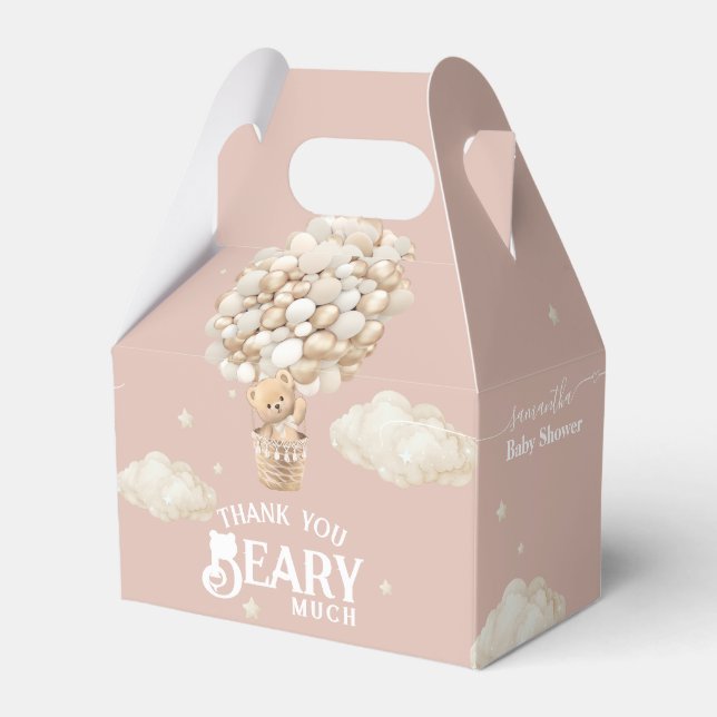 Teddy Bear Balloon Bearly Wait Baby Girl Dusche Geschenkschachtel (Vorderseite)