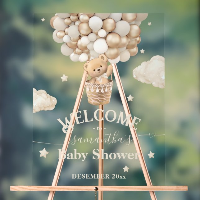 Teddy Bear Balloon Bearly Wait Baby shower bienven (Neutre)