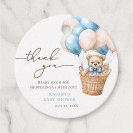 Teddy Bear Balloon Bearly Wait Blue Baby Dusche Geschenkanhänger