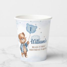 Teddy Bear Balloon Beary First Birthday Party Pappbecher