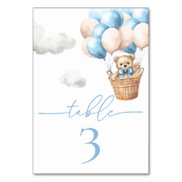 Teddy Bear Balloon Blue Boy Baby Dusche Tischnummer