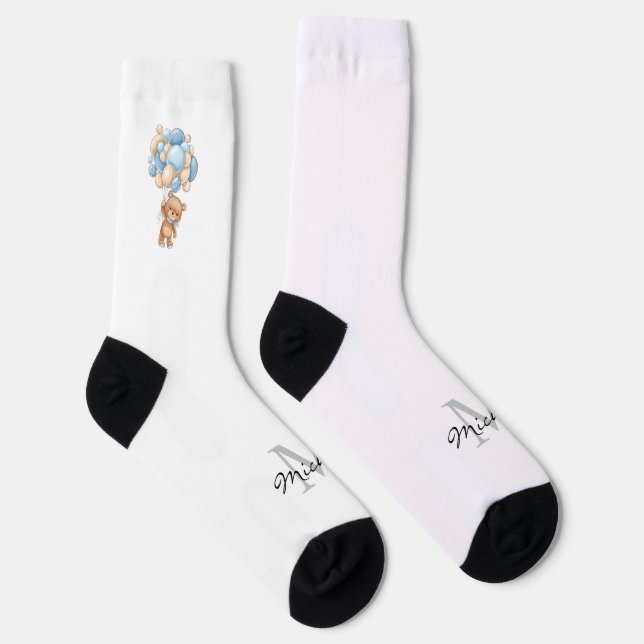 Teddy Bear Balloon Blue dad zu sein Socken (Rechts)