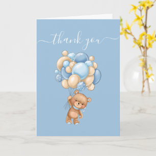 Teddy Bear Balloon Blue Danke Karte