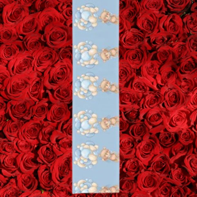Teddy Bear Balloon Blue Kurz Table Runner Kurzer Tischläufer (Add warmth and charm to any space with our Teddy Bear Balloon Blue Short Table Runner.)
