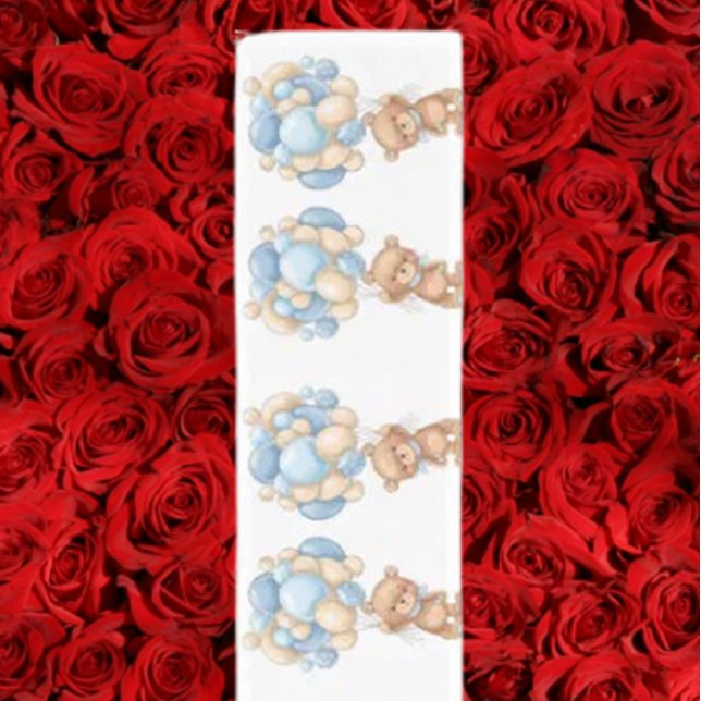 Teddy Bear Balloon Blue Kurzer Tischläufer (Add warmth and charm to your space with our Teddy Bear Balloon Blue Short Table Runner. )