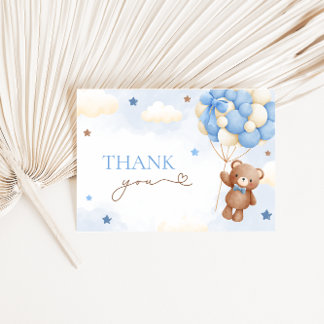 Teddy Bear Balloon Blue Vielen Dank Karten