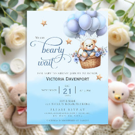 Teddy Bear Balloon Boy Baby Shower Invitation Einladung