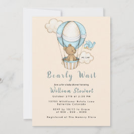 Teddy Bear Balloon Boy Bearly Wait Baby Dusche Einladung