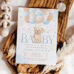 Teddy Bear Balloon Boy Bearly Wait Baby Dusche Einladung<br><div class="desc">Teddy Bear Balloon Boy Bearly Wait Baby Shower Einladung Alle Designs sind © PIXEL PERFECTION PARTY LTD</div>