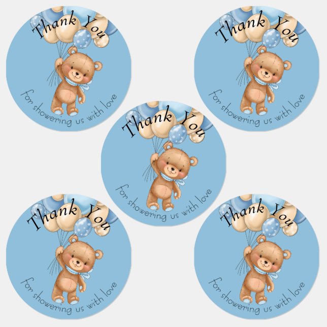 Teddy Bear BALLOON danke Ihnen Labels Etiketten (Gruppe)