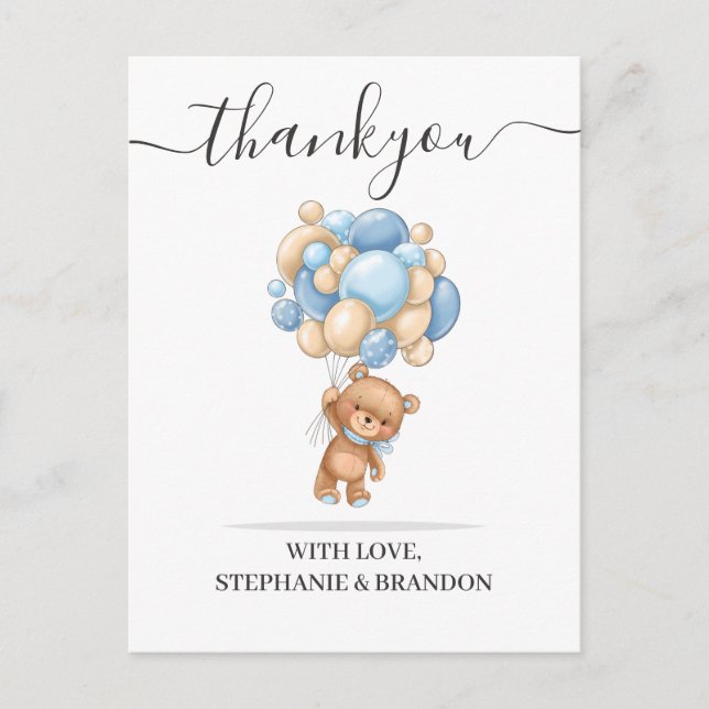 Teddy Bear Balloon Danke Karte (Vorderseite)
