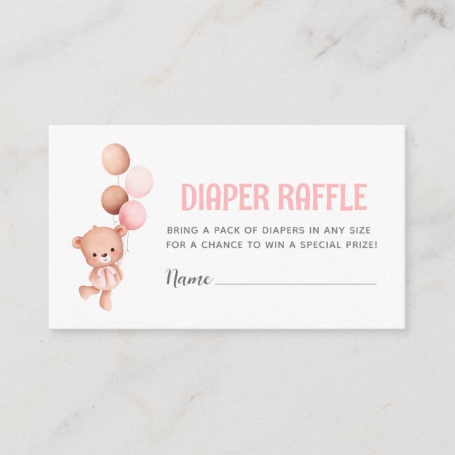 Teddy Bear Balloon Diaper Raffle Begleitkarte (Vorderseite)
