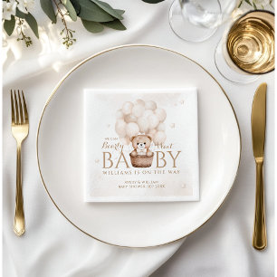 Teddy Bear Balloon Gender Neutral Baby Dusche Serviette
