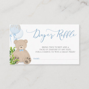 Teddy Bear Balloon Greenerenery Diaper Raffle Tick Begleitkarte