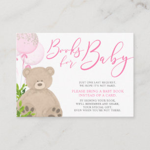 Teddy Bear Balloon Greenery Girl Baby Book Request Begleitkarte
