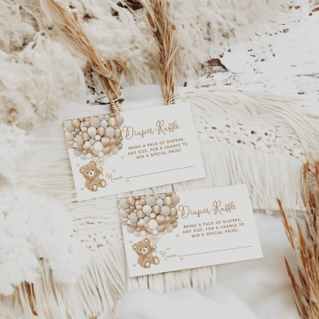 Teddy Bear Balloon Heart Baby Duschkabine Eintritt Begleitkarte (Von Creator hochgeladen)