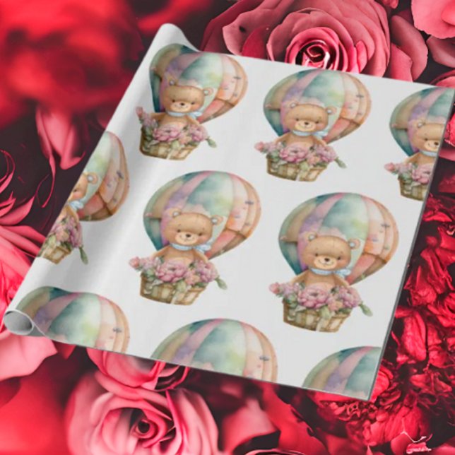 Teddy Bear Balloon Niedlich Wrapping Paper Geschenkpapier (Bring your dream party to life with our selection of quality Teddy Bear themed party supplies )